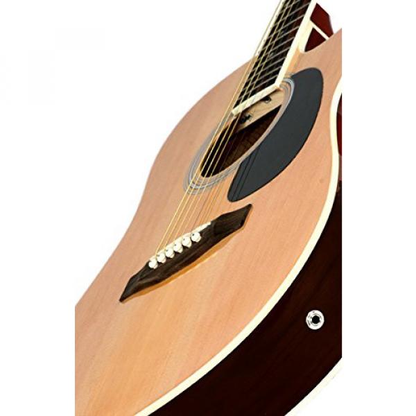 Full Size Thinline Acoustic Electric Guitar with Gig Bag Case &amp; Picks - Natural Finish #4 image