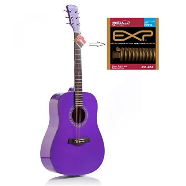Hola! HG-41PP (41&quot; Full Size) Deluxe Dreadnought Acoustic Guitar, Purple #2 image