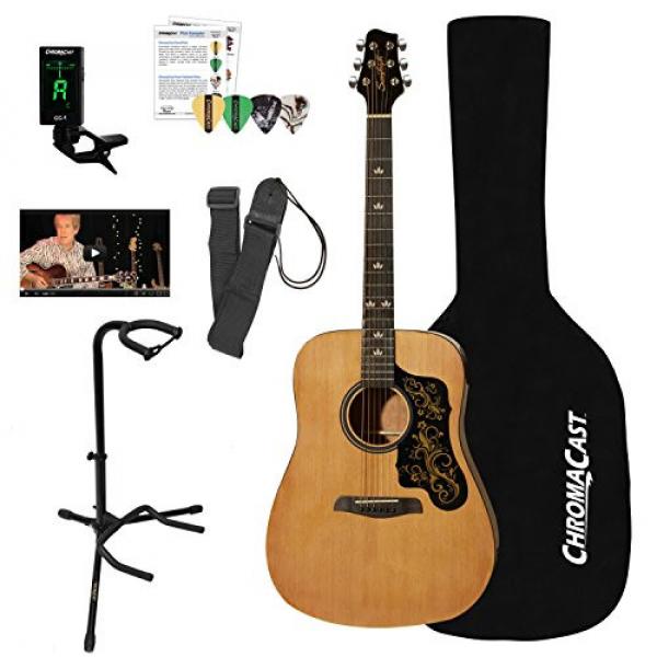 Sawtooth Acoustic Guitar with Black Pickguard w/ custom graphic &amp; ChromaCast Accessories #1 image