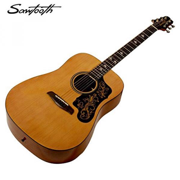 Sawtooth Acoustic Guitar with Black Pickguard w/ custom graphic &amp; ChromaCast Accessories #3 image