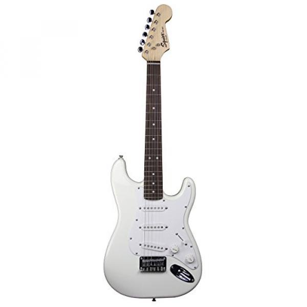 Squier by Fender Mini Strat Electric Guitar Bundle with Amplifier, Cable, Tuner, Strap, Picks, Austin Bazaar Instructional DVD, and Polishing Cloth - Arctic White #2 image