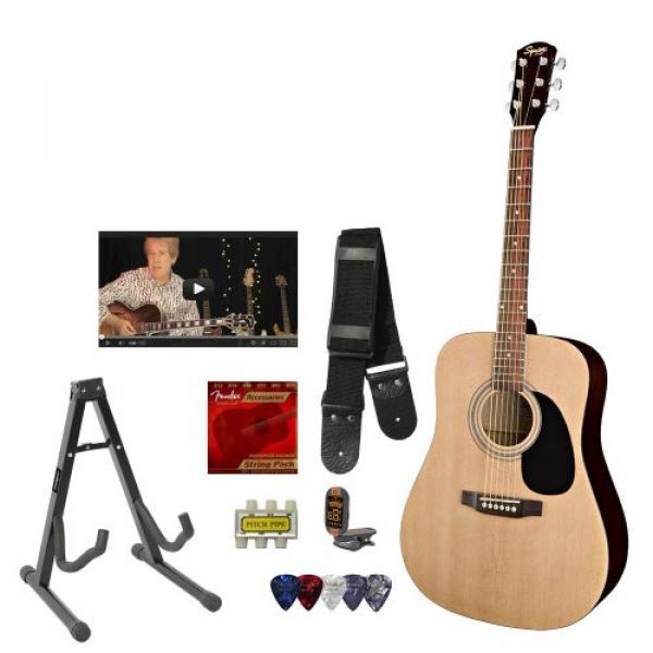 Squier by Fender Acoustic Guitar with Strings, Strap, Stand, Clip-On Tuner, Picks and Online Lesson #1 image