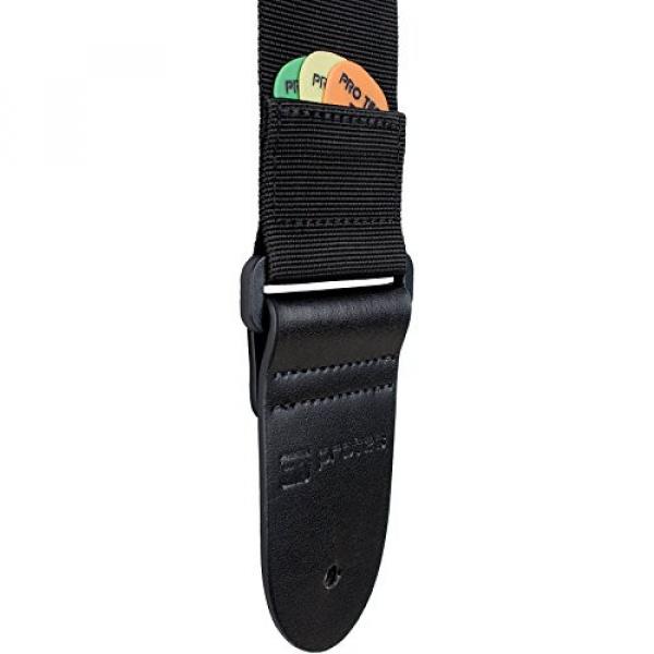 Protec Guitar Strap with Leather Ends and Pick Pocket, Black #3 image
