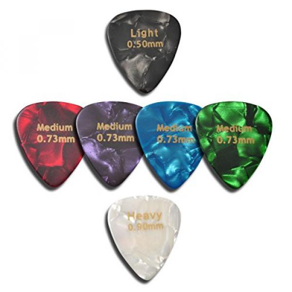 Celluloid Guitar Picks 60 Pcs - Recommended Electric, Acoustic or Bass Plectrum Colorful Cool Set - Thin (Light), Medium and Heavy Unique Variety Pack -Awesome Kids, Beginner and Pros Assorted Sampler #5 image