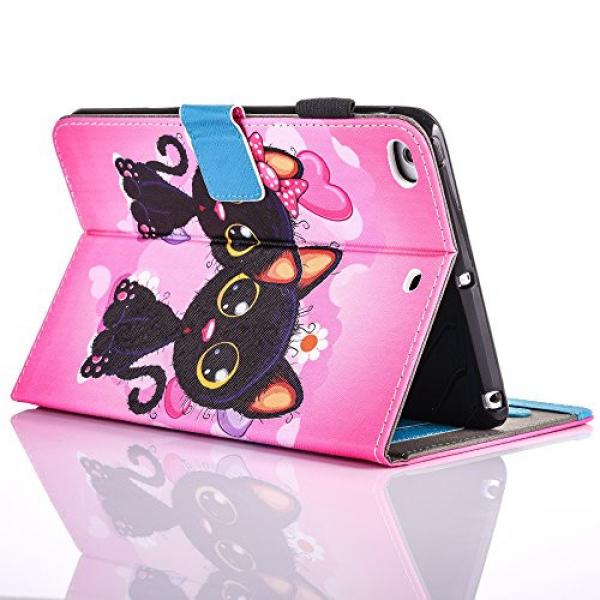 Wallet Case for iPad 6, Bonice Premium Colorful Painted Pattern Leather Stand Folio Wallet Case Magnetic Snap with Card Slots Shockproof Protective Cover for iPad Air 2 2th Generation - Two Cats #5 image
